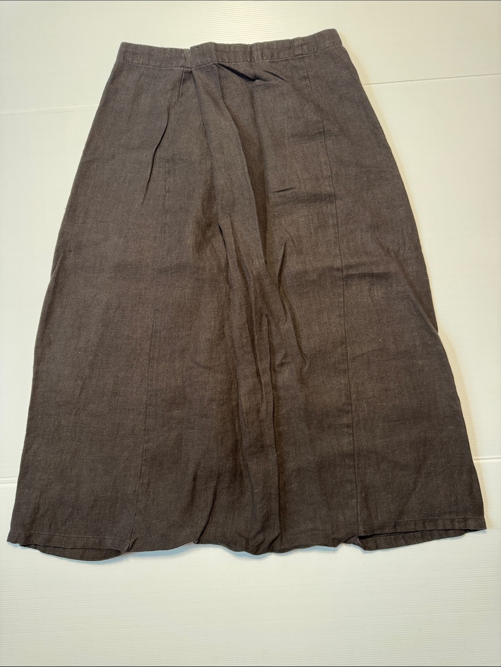 EVAM EVA Made in Japan Women's Brown 100% Linen Drop Crotch Cropped Pants 2 US M